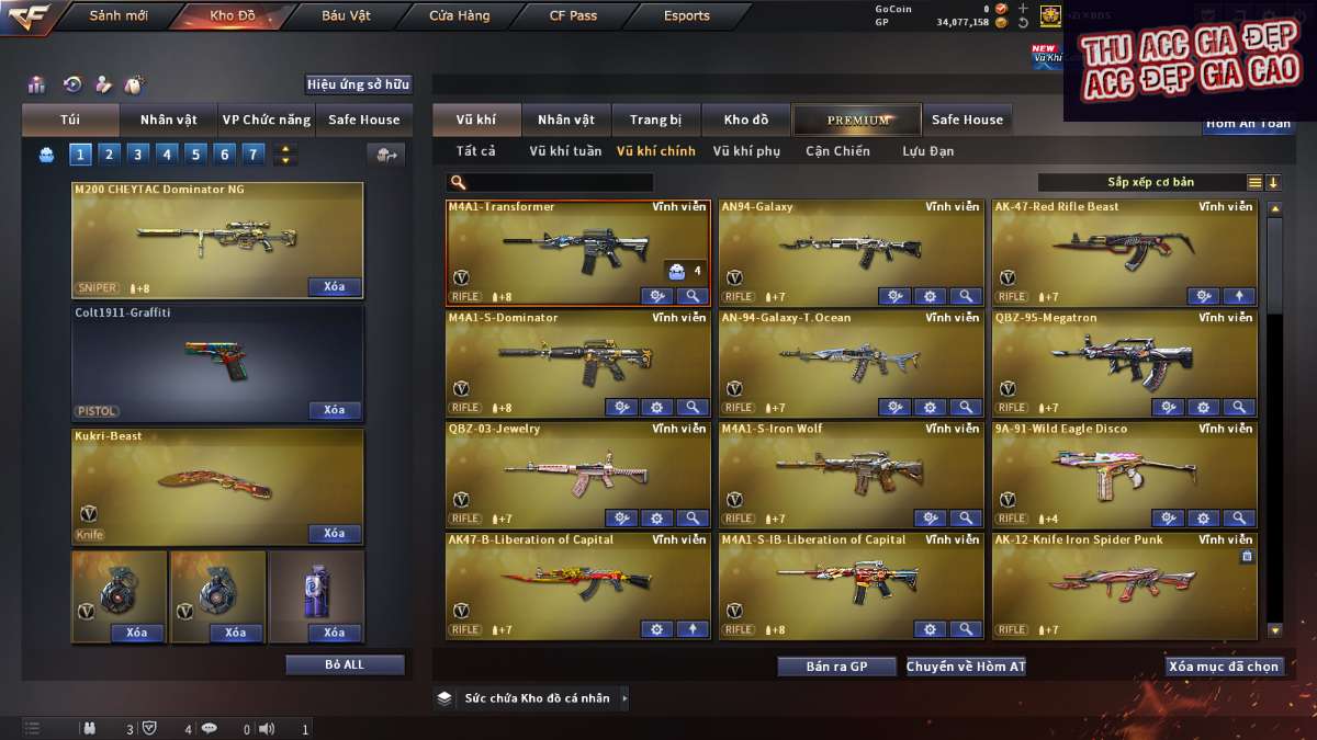 shop acc cf uy tin gia re